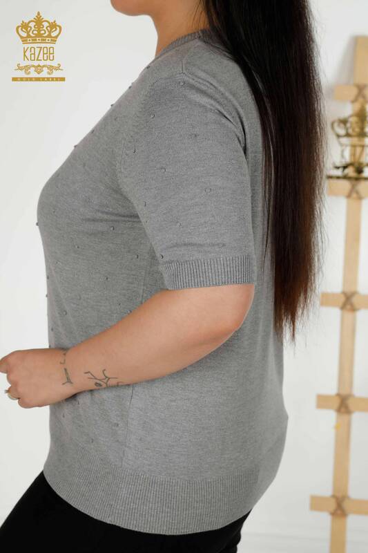 Женский трикотажный свитер оптом - американская модель - серый - 30131 | КАZEE