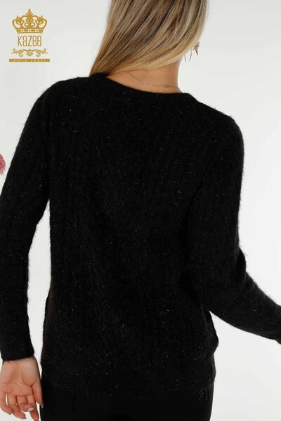 Женский вязаный свитер оптом, ангора черный - 19069 | КAZEE - Thumbnail