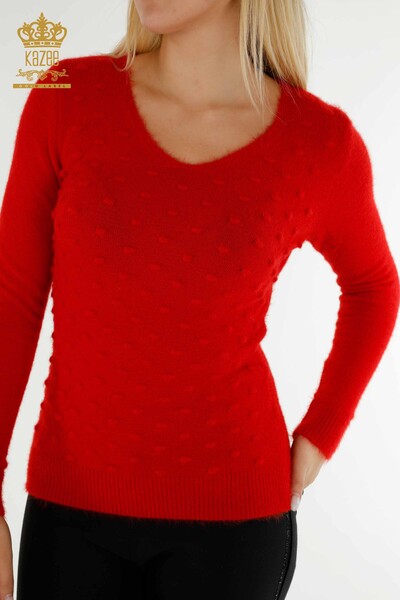 Женский вязаный свитер оптом Ангора Красный - 18474 | КАZEE - Thumbnail