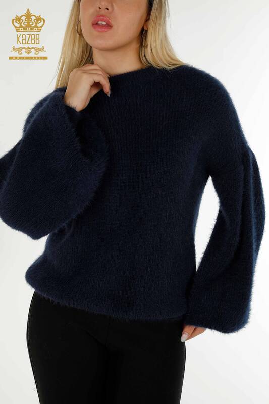 Женский вязаный свитер оптом из ангоры, темно-синий - 19064 | КAZEE