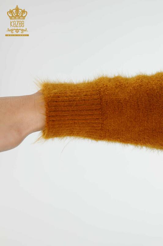 женский трикотаж свитер оптом ангорский тигровый узор горчица - 18957 | КАZEE