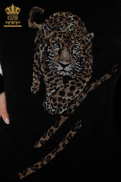 женский трикотаж свитер оптом ангорский тигр узор черный - 18957 | КАZEE - Thumbnail