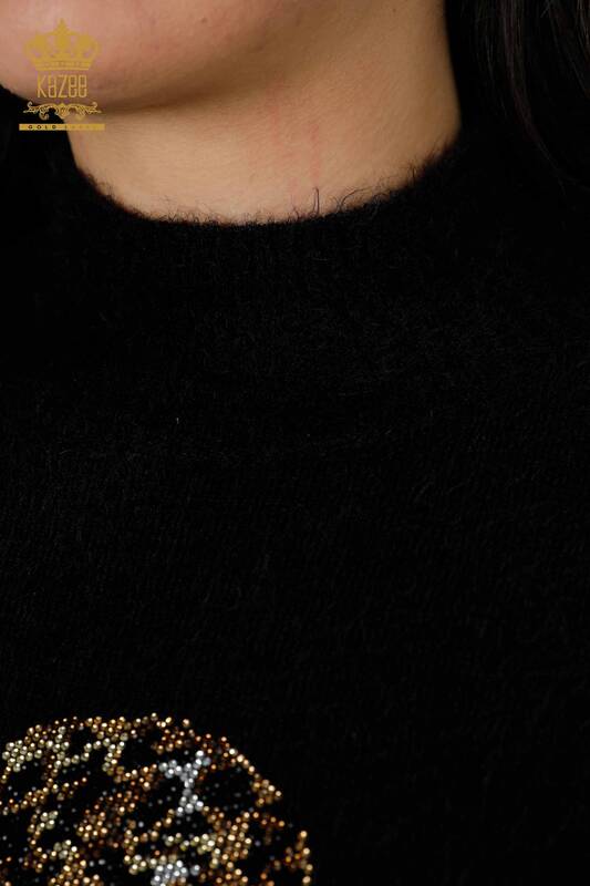 женский трикотаж свитер оптом ангорский тигр узор черный - 18957 | КАZEE