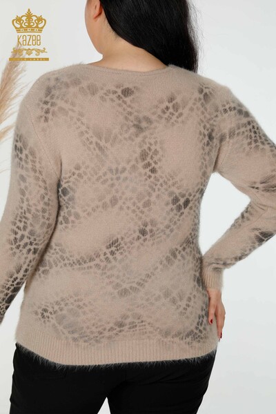Женский трикотаж Свитер оптом Ангора Узорчатый Бежевый - 18980 | КАZEE - 6