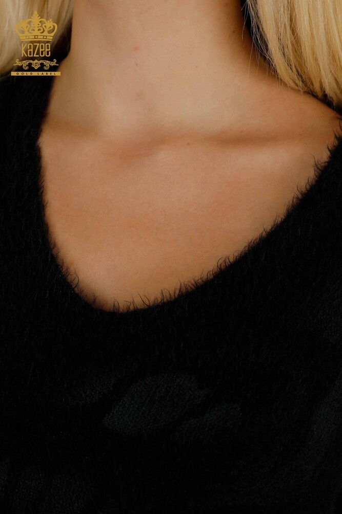 женский трикотаж свитер оптом ангорский узор черный- 18992 | КАZEE - 3