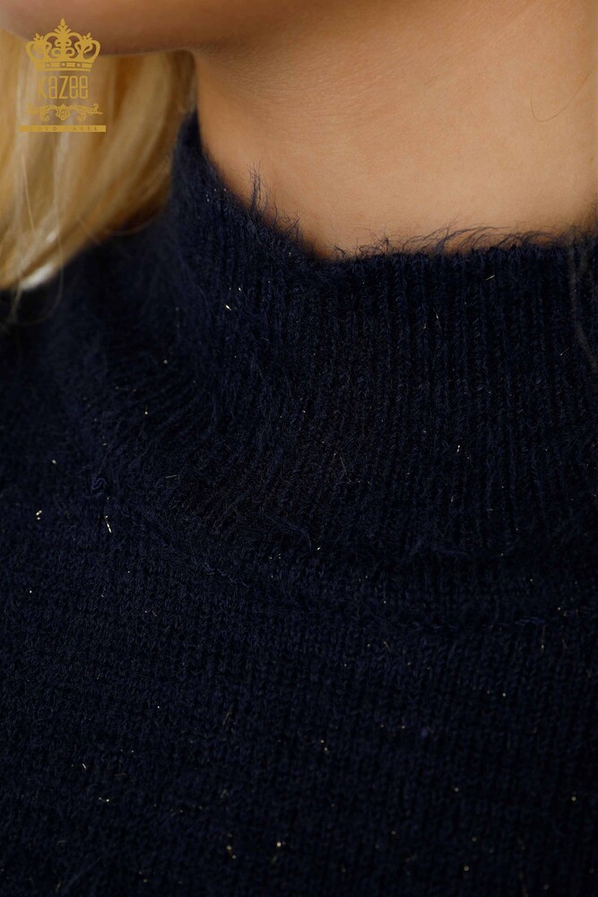 Женский трикотаж Свитер оптом Ангора Воротник-стойка Темно-синий - 19071 | КАZЕЕ - 4