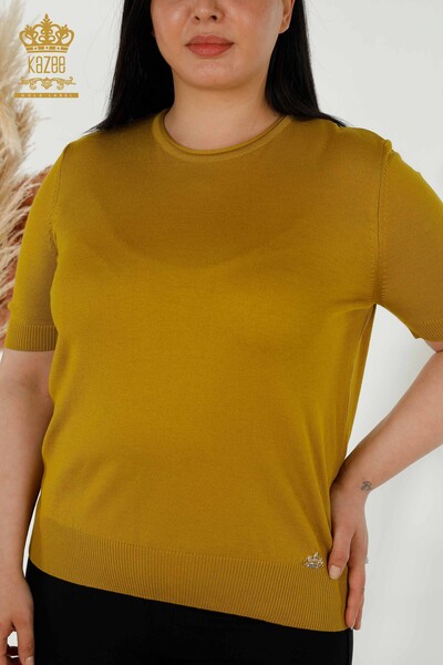 Женский трикотажный свитер оптом - Базовый - Американская модель - Горчичный - 16271| КАZEE - Thumbnail