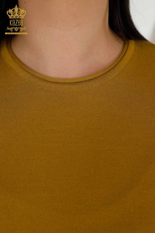 Женский трикотажный свитер оптом - Базовый - Американская модель - Горчичный - 16271| КАZEE
