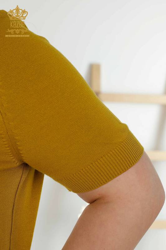 Женский трикотажный свитер оптом - Базовый - Американская модель - Горчичный - 16271| КАZEE