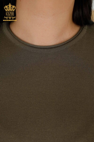 Женский трикотажный свитер оптом - базовый - американская модель - хаки - 16271| КАZEE - Thumbnail