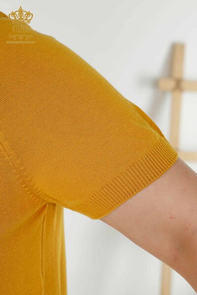 Женский трикотажный свитер оптом - Базовый - Американская модель - Шафран - 16271| КАZEE - Thumbnail
