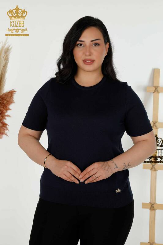 Женский трикотажный свитер оптом - Базовый - Американская модель - Темно-синий - 16271| КАZEE