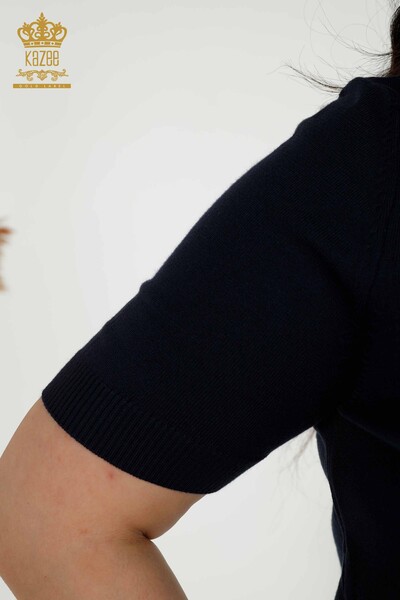 Женский трикотажный свитер оптом - Базовый - Американская модель - Темно-синий - 16271| КАZEE - Thumbnail