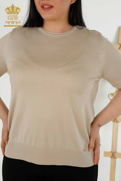 Женский трикотажный свитер оптом - Базовый - Американская модель - Светло-бежевый - 16271| КАZEE - Thumbnail