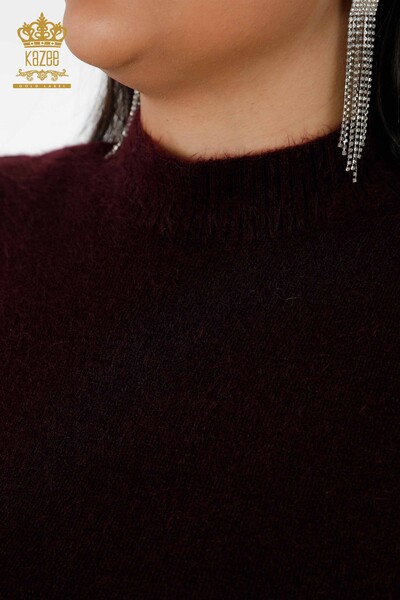 Женский трикотажный свитер оптом Базовый Ангора Слива - 18830 | КАZEE - Thumbnail