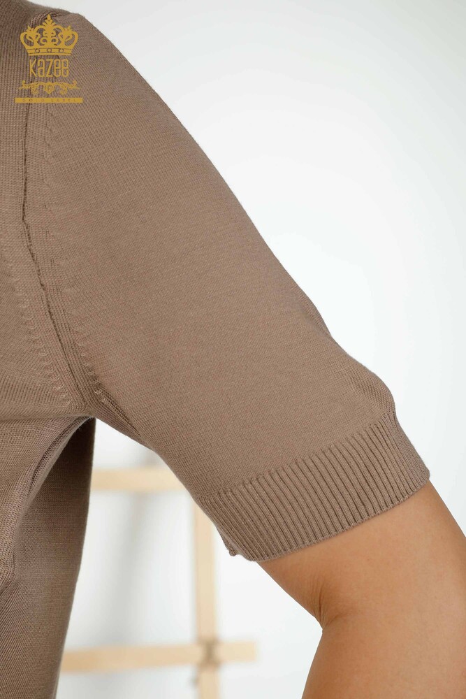 Женский трикотаж Свитер оптом - Базовый - Логотип - Норка - 30254 | КАZEE - 5