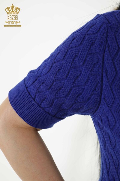 Женский трикотажный свитер оптом - Базовый - Темно-синий - 16181 | КАZЕЕ - Thumbnail