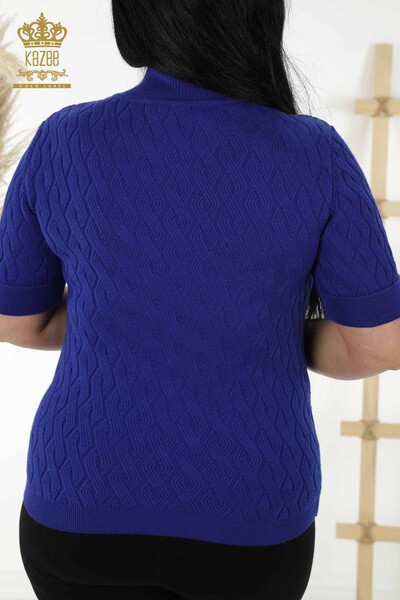 Женский трикотажный свитер оптом - Базовый - Темно-синий - 16181 | КАZЕЕ - Thumbnail