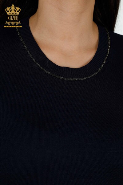 Женский трикотажный свитер оптом - Базовый - Темно-синий - 30110 | КАZEE - 3