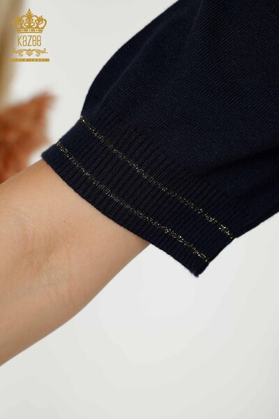 Женский трикотажный свитер оптом - Базовый - Темно-синий - 30110 | КАZEE - Thumbnail