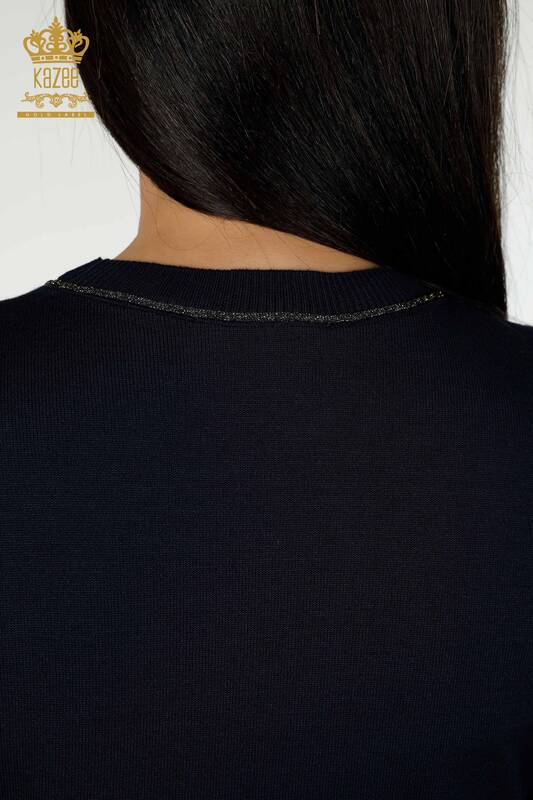 Женский трикотажный свитер оптом - Базовый - Темно-синий - 30110 | КАZEE