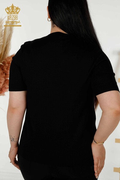 Женский трикотаж Свитер оптом - Бисер Вышитый камнем - Черный - 30117 | КАZEE - 8