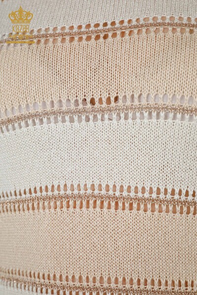 Женский трикотажный свитер оптом - Два цвета - Бежевая кость - 30298 | КАZEE - Thumbnail