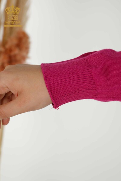 Женский трикотаж Свитер оптом - Вышитый камнем - Фуксия - 30156 | КАZEE - 6