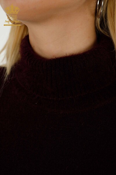 Женский вязаный свитер оптом с вышивкой из ангоры и сливы - 18894 | КАZEE - Thumbnail