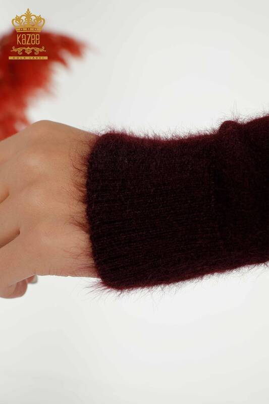 Женский вязаный свитер оптом с вышивкой из ангоры и сливы - 18894 | КАZEE