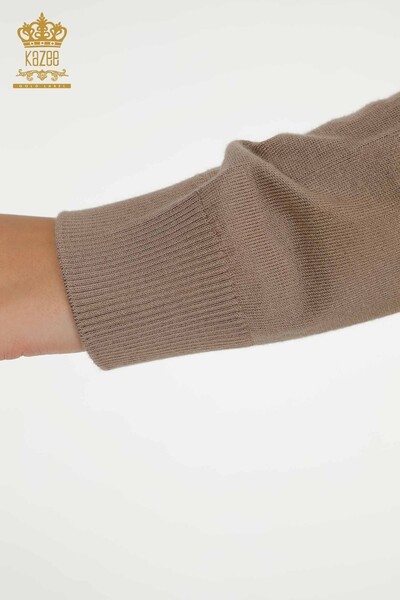 Женский вязаный свитер из норки с вышивкой хрустальным камнем оптом - 30467 | КАZEE - Thumbnail