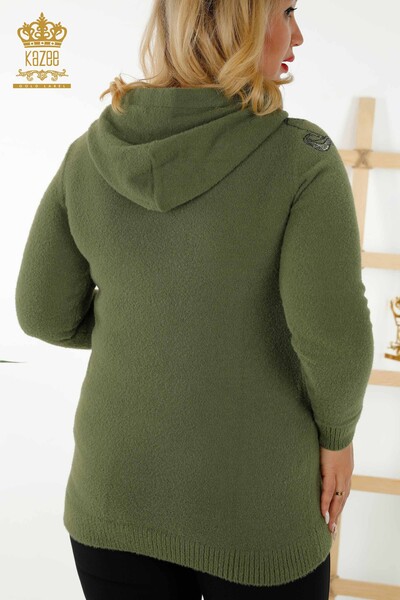 Женский свитер оптом Толстовка с капюшоном С рисунком - Хаки - 40005 | КАZEE - Thumbnail