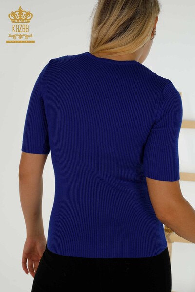 Женский трикотажный свитер оптом - с коротким рукавом - цвет электрик - 30397 | КАZEE - Thumbnail