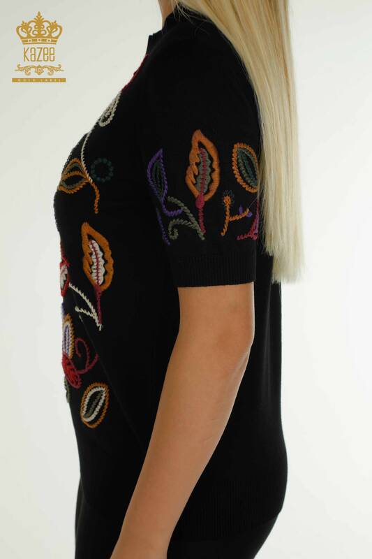 женский трикотаж свитер оптом красочный узорчатый черный - 15844 | КАZEE