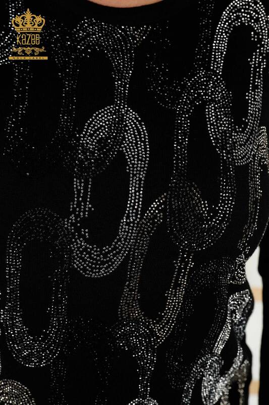 Женский трикотаж Свитер оптом - Кристалл Вышитый камень - Черный - 16964 | КАZEE