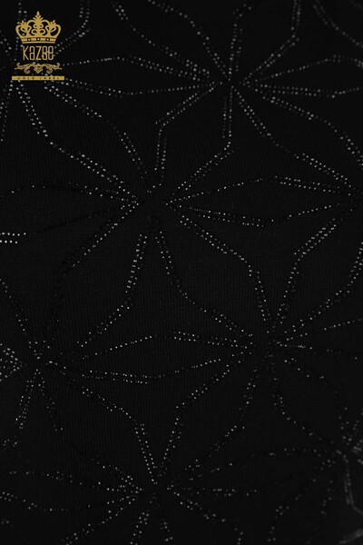 Женский свитер оптом - Кристалл Камень Вышитый Черный - 30305 | КАZEE - Thumbnail