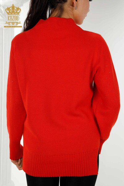 Женский свитер оптом Кристалл Вышитый камнем Оранжевый - 16901 | КАZЕЕ - Thumbnail