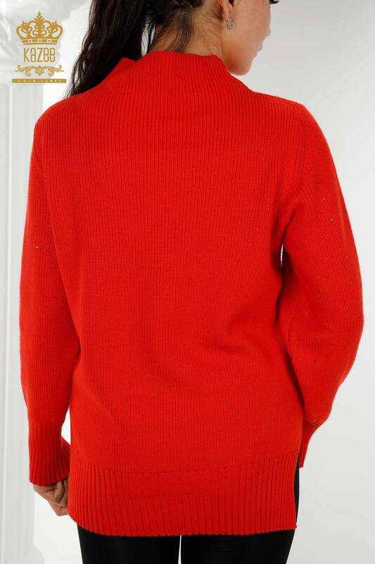 Женский свитер оптом Кристалл Вышитый камнем Оранжевый - 16901 | КАZЕЕ