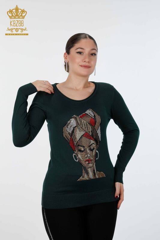 Женский трикотаж свитер оптом круглый вырез девушка африканка с камнями - 15728 | КАZЕЕ