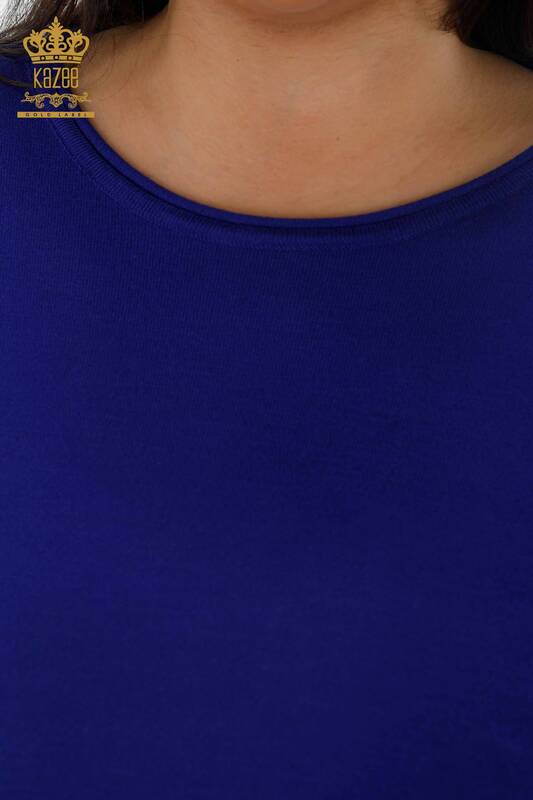 Женский трикотаж свитер оптом круглый вырез на рукаве вышивка узорами - 16983 | КАZЕЕ