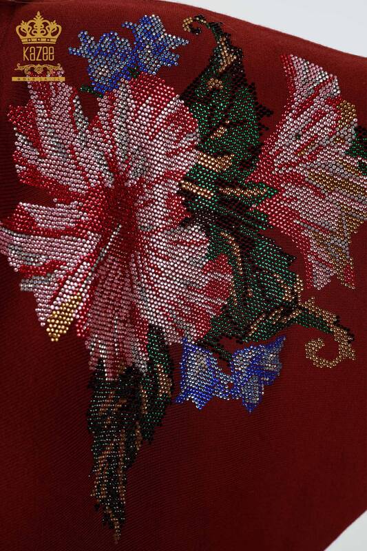 Женский трикотаж свитер оптом летучая мышь на плече цветок с камнями - 16190 | КАZЕЕ
