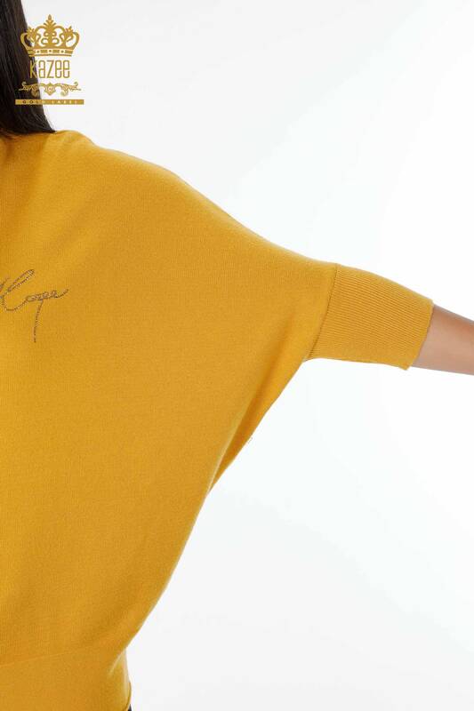 Женский трикотаж свитер оптом летучая мышь с логотипом фирмы из камней - 16739 | КАZЕЕ
