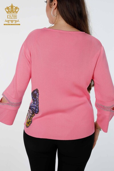 Женский трикотаж свитер оптом лодочка разрез в локтях бабочка с камнями - 16474 | КАZЕЕ - Thumbnail