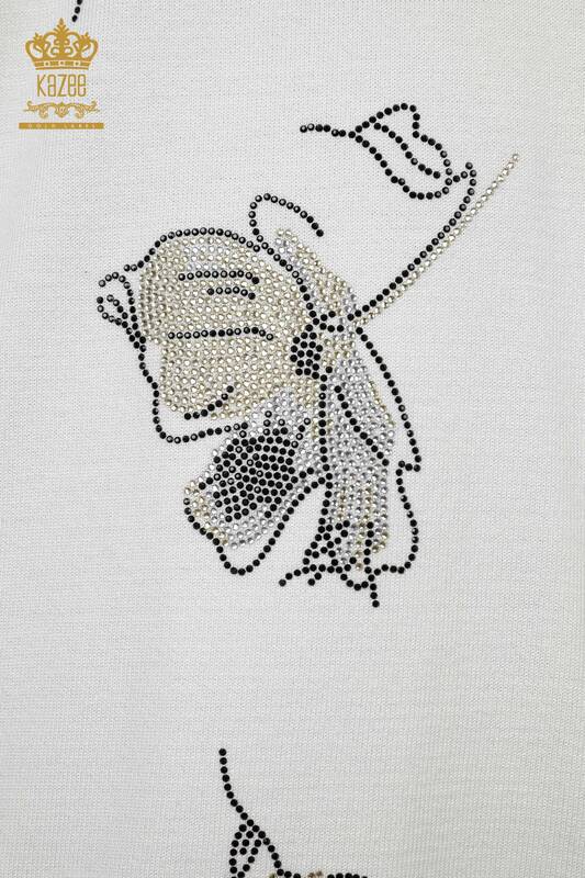 Женский трикотаж свитер оптом лодочка вырез с камнями розы - 16622 | КАZЕЕ