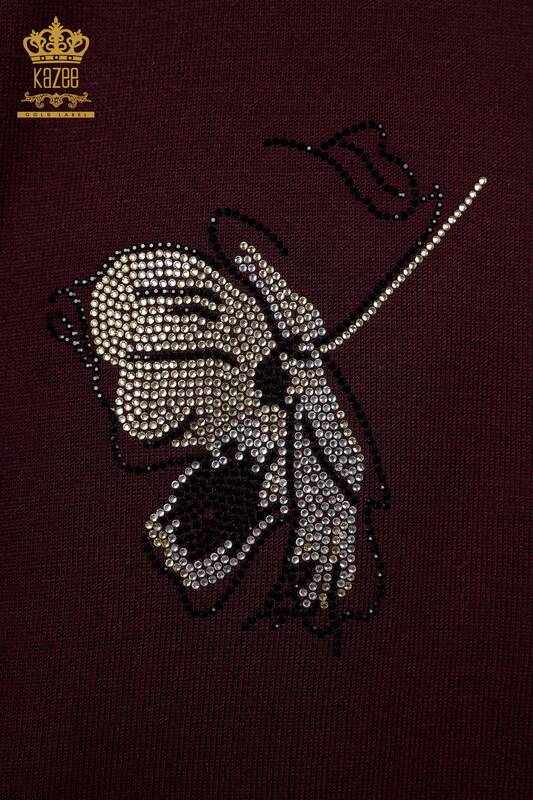 Женский трикотаж свитер оптом лодочка вырез с камнями розы - 16622 | КАZЕЕ
