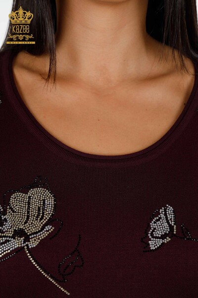 Женский трикотаж свитер оптом лодочка вырез с камнями розы - 16622 | КАZЕЕ - Thumbnail