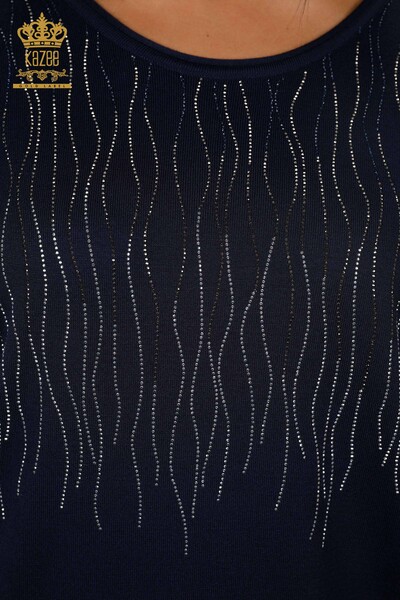 Женский трикотаж свитер оптом лодочка вырез с камнями в виде дождя - 16611 | КАZЕЕ - Thumbnail