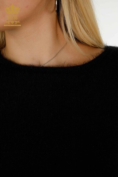 Женский вязаный свитер с логотипом из черной ангоры оптом - 18432 | КАZEE - 3