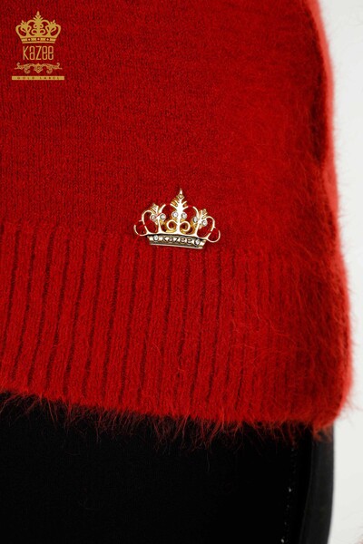 Женский вязаный свитер с логотипом красного ангоры оптом - 18432 | КАZEE - Thumbnail