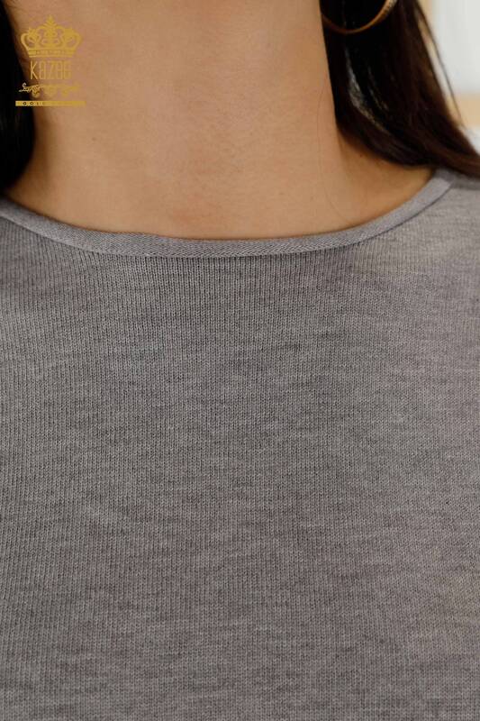Женский трикотажный свитер оптом - Базовый - Серый - 30241 | КАZEE